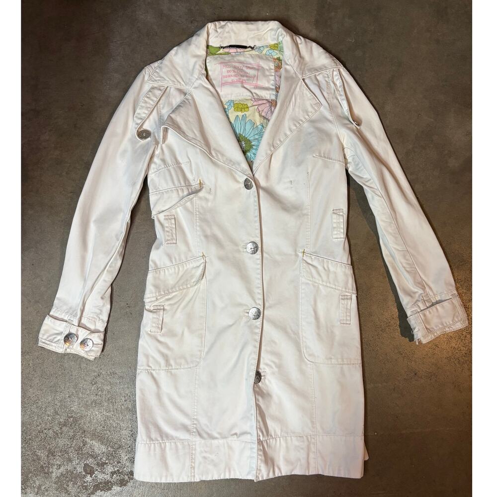 Y2K Miss Sixty Trench Coat Women's SZ M Cream